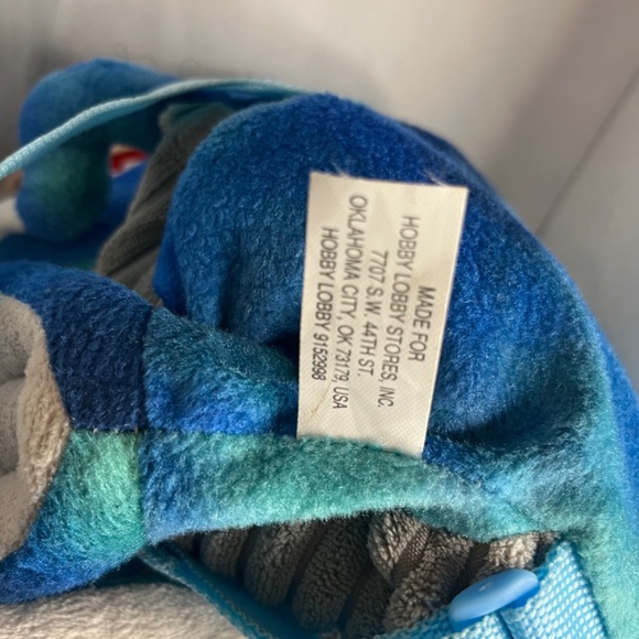 Dinosaur T-Rex Backpack Adjustable Straps Zip Close Hobby Lobby Blue Fleece - Picture 8 of 8